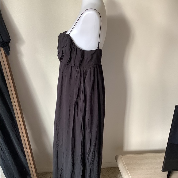 NWT L' Academie Women's Karsyn Midi Dress Black Size L Flowy Empire Waist Dress - Picture 6 of 11